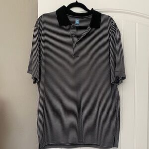 PGA Tour Black and Gray Striped Polo Shirt